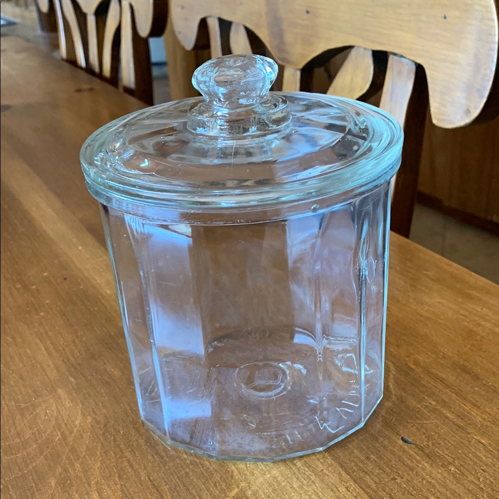 Vintage Glass jar . Covered tobacco or Apothecary Jar.